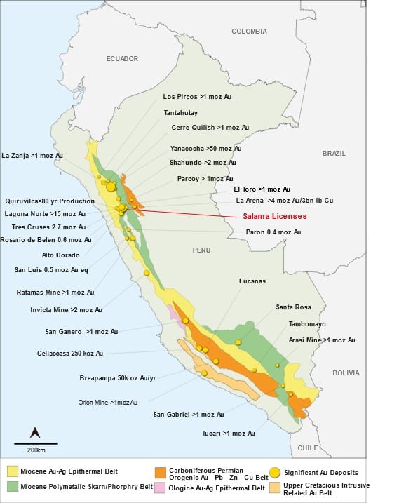 Map of Salama Gold Project in Peru